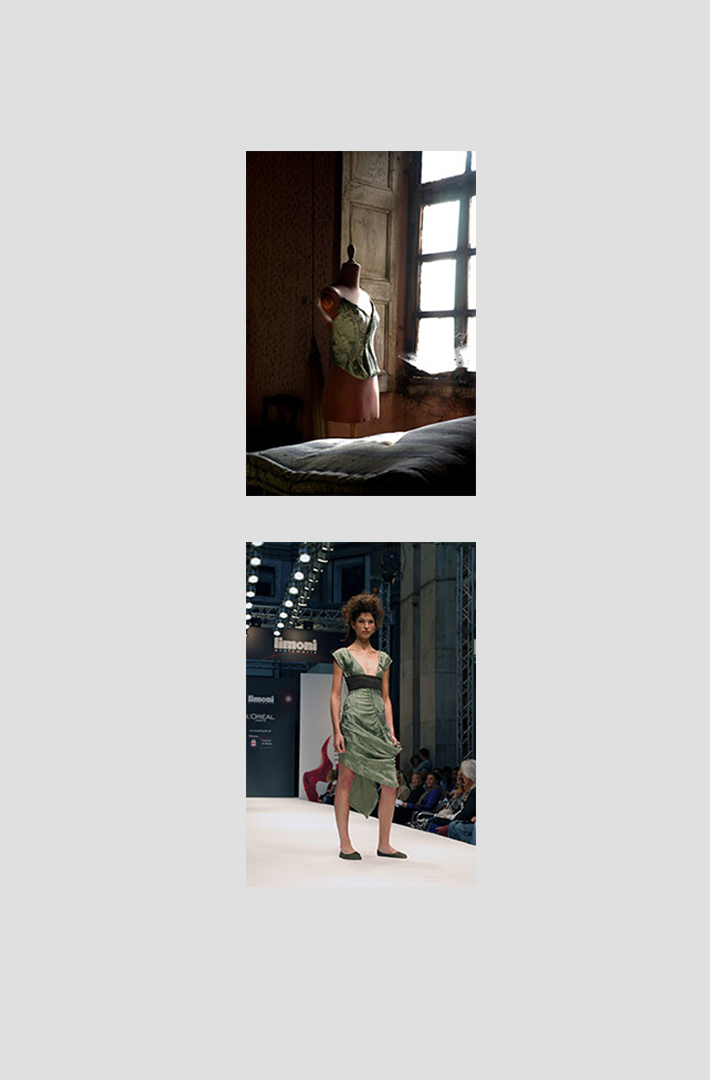 Lucia Gatti Fashion Designer Abito Verde dettagli